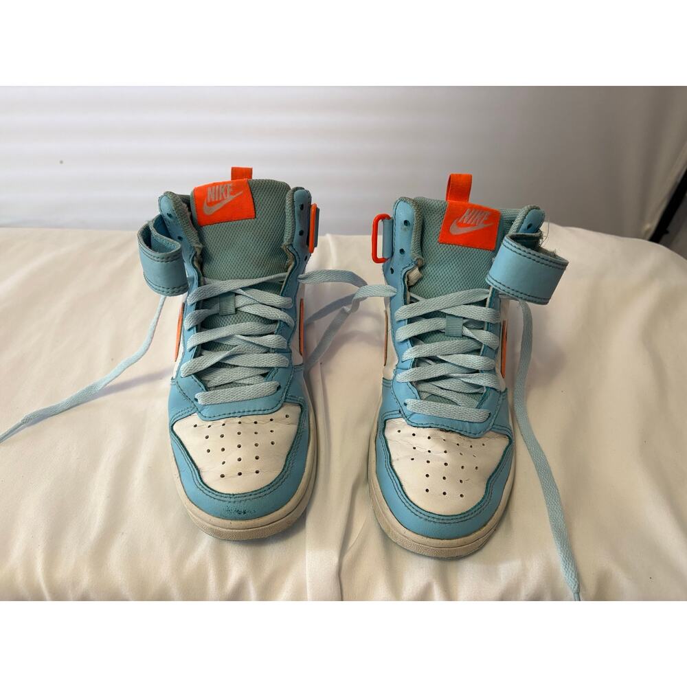 Nike Court Borough Mid 2 GS Aquarius Blue Orange Size 4Y